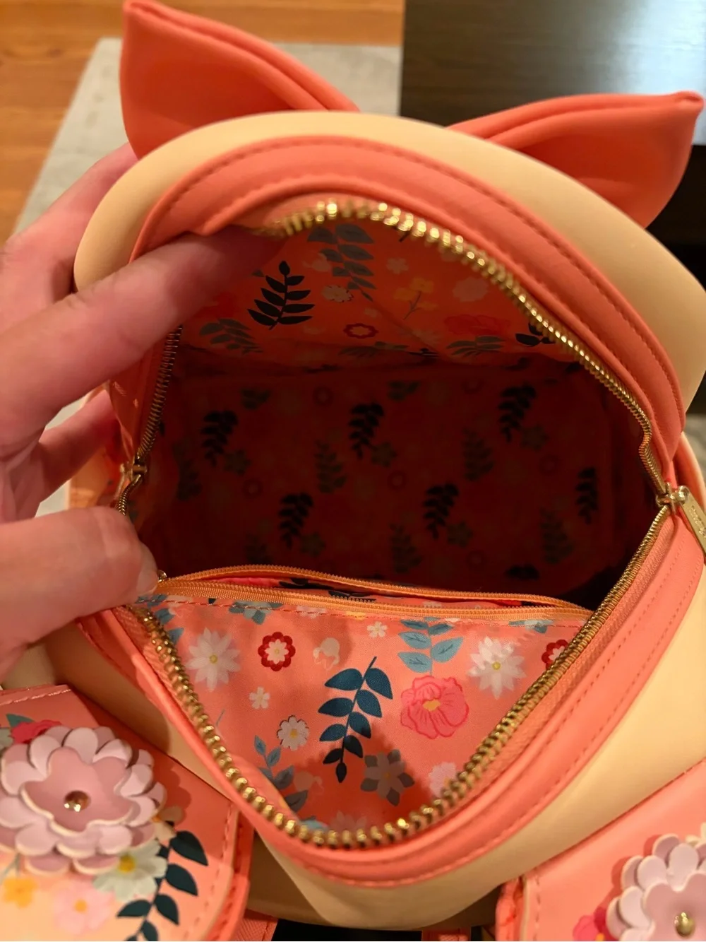 Loungefly Peach & Coral Floral Bow Mini Backpack